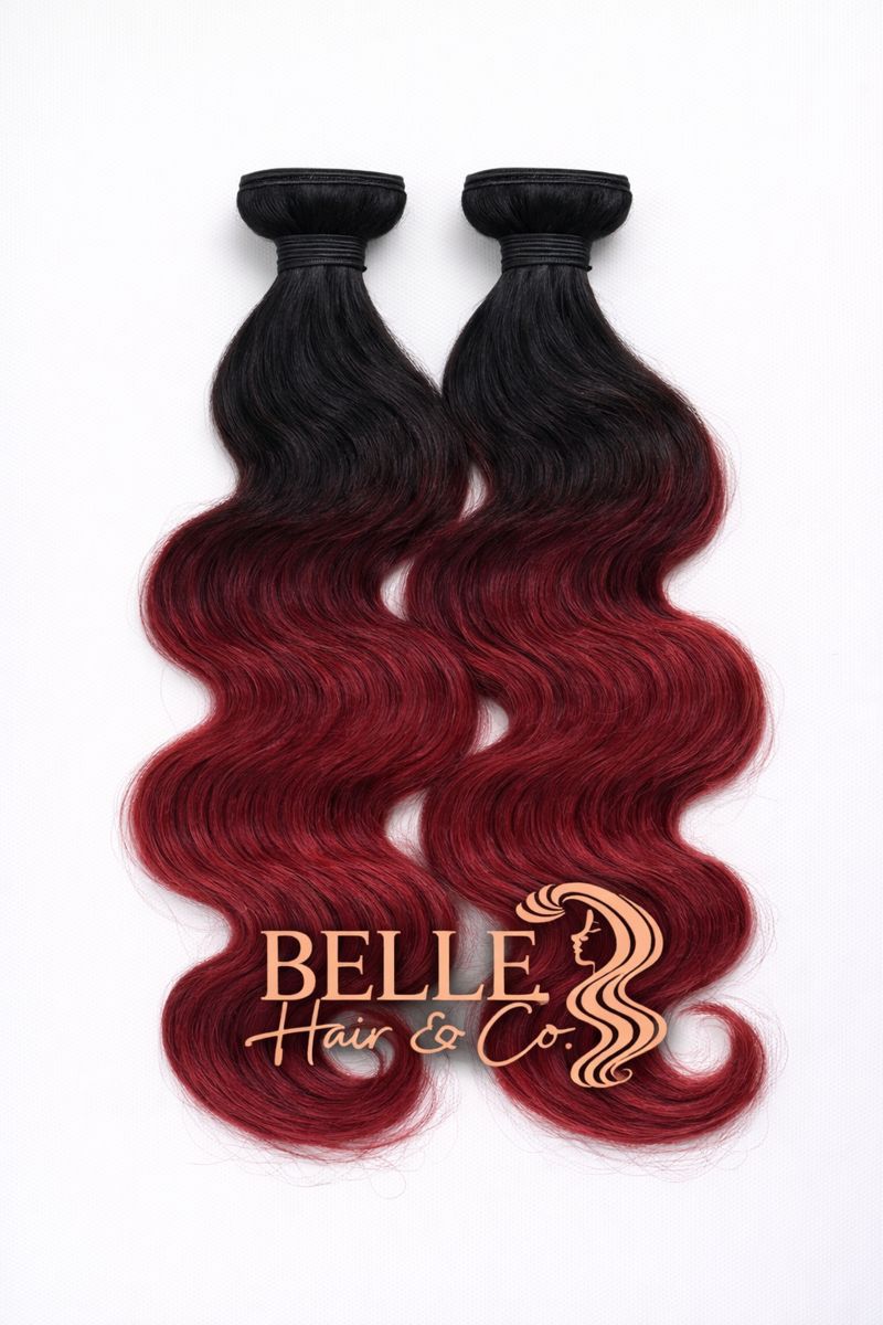 Ombre red body wave wefts